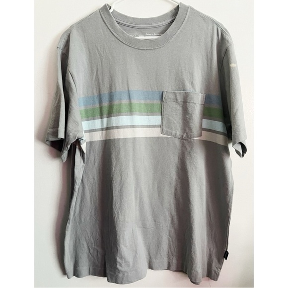 Patagonia • Gray Striped T-Shirt with Pocket - Picture 1 of 5
